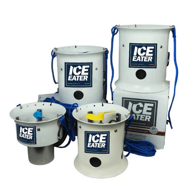 Power House Ice Eater units with blue drawstrings on a white background