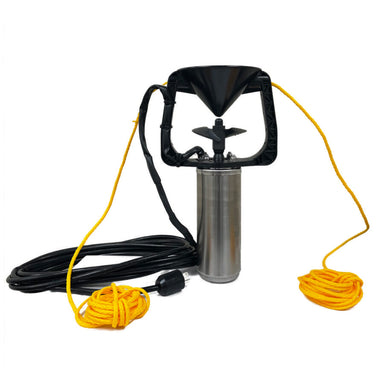 Ice Away De-Icer attached to yellow cords on a white background