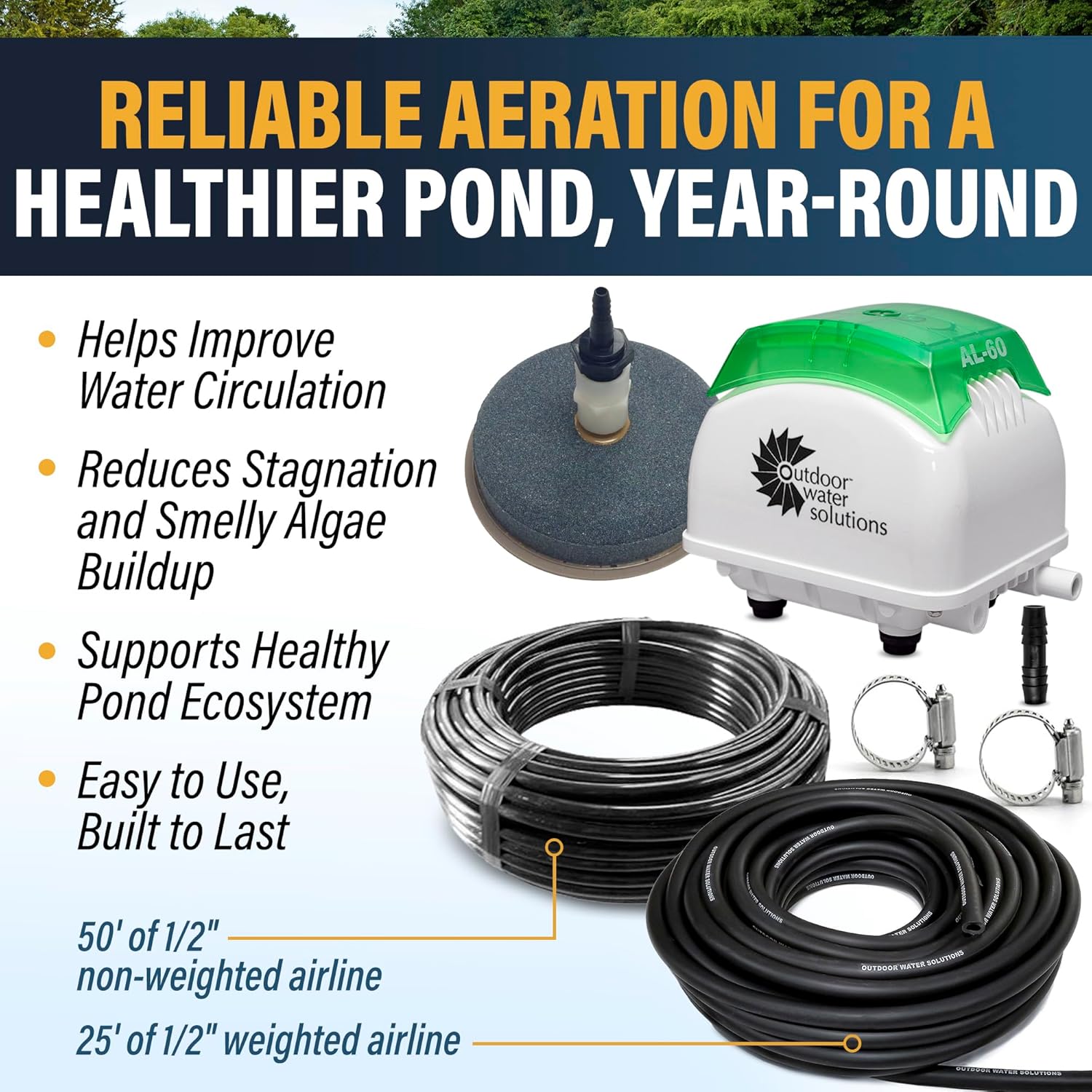 Outdoor Water Solutions Pond Aerator Bubbler Shallow Pond Aeration