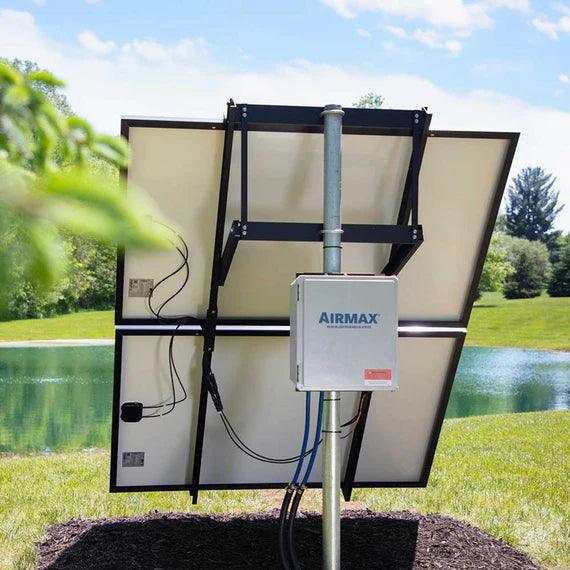 Airmax SolarSeries Direct Drive complete aeration system set installed near a pond