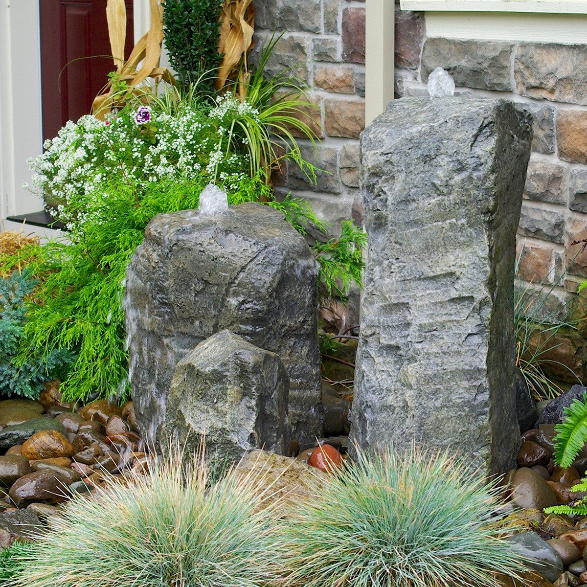 Double Cascade fountain kit with accent rock