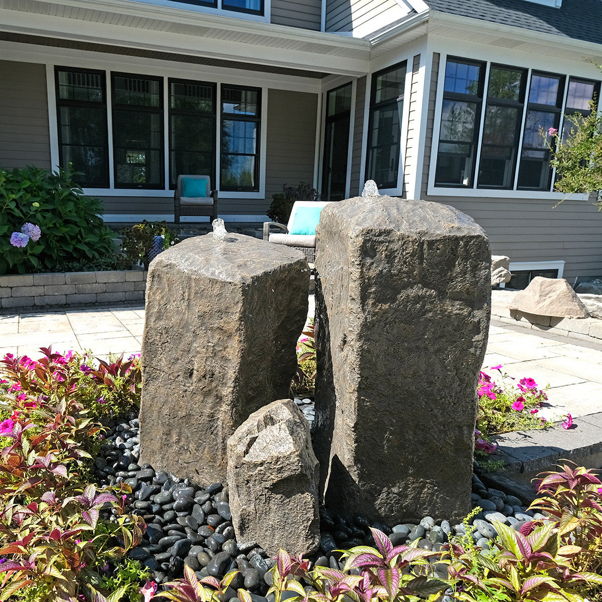 Blue Thumb Watershed Tall Double GFRC boulder fountain kit