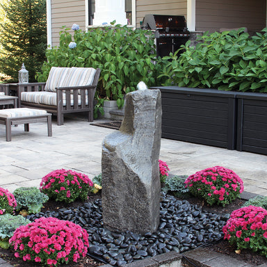 Blue Thumb Deschutes GFRC boulder fountain with shelf waterfall
