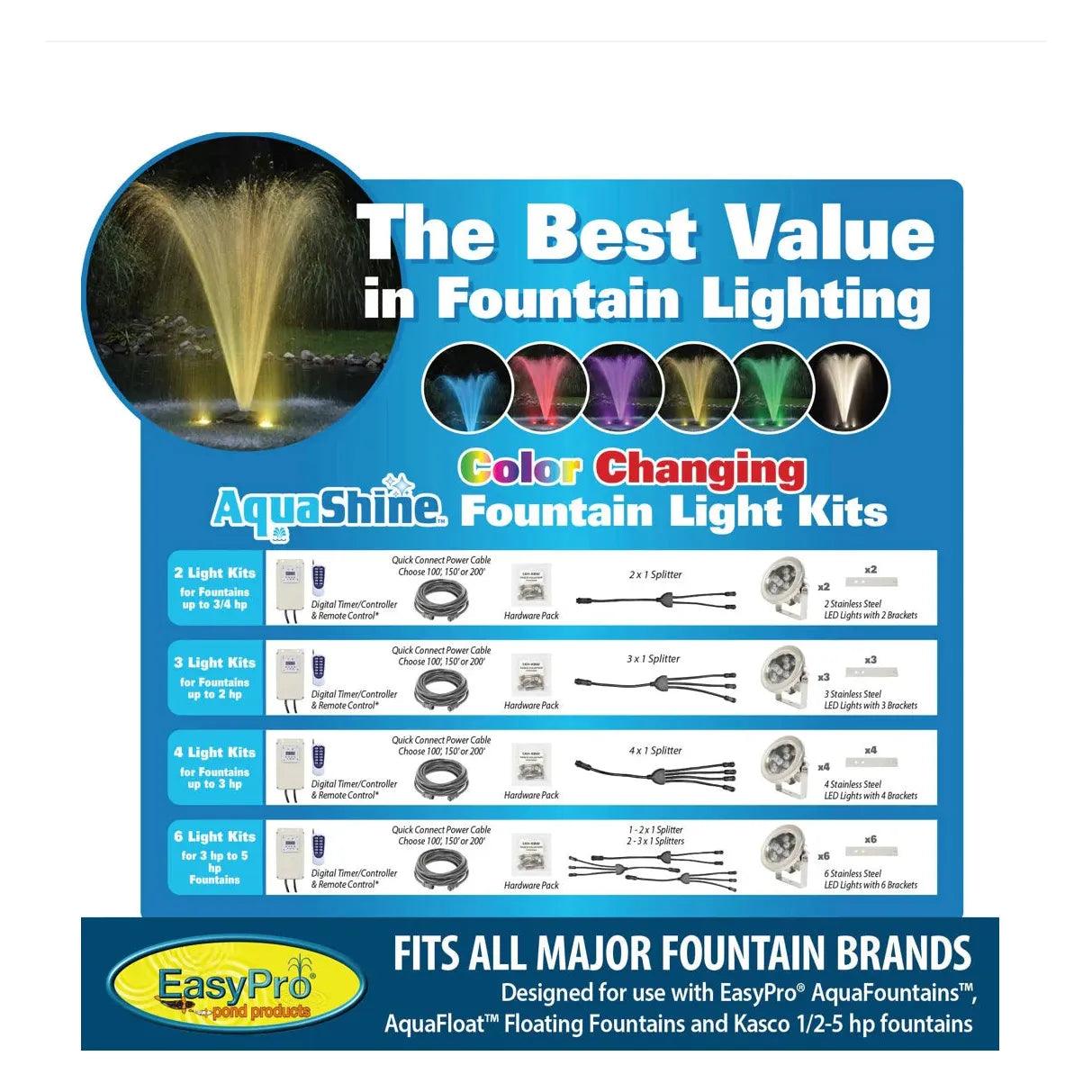 EasyPro: RGB3- Aqua Shine Three Light Color Changing LED Fountain Kit Fountain Lights EasyPro   