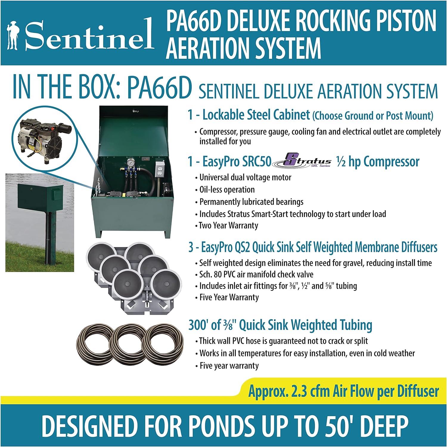 EasyPro 3 Acre PA66AD Sentinel Aeration System - 1/2 hp Rocking Piston Aerator EasyPro   