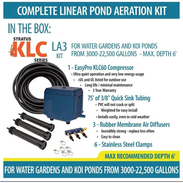 EasyPro KLC Koi Pond Aeration Kit - 3000 to 22500 Gallons ponds