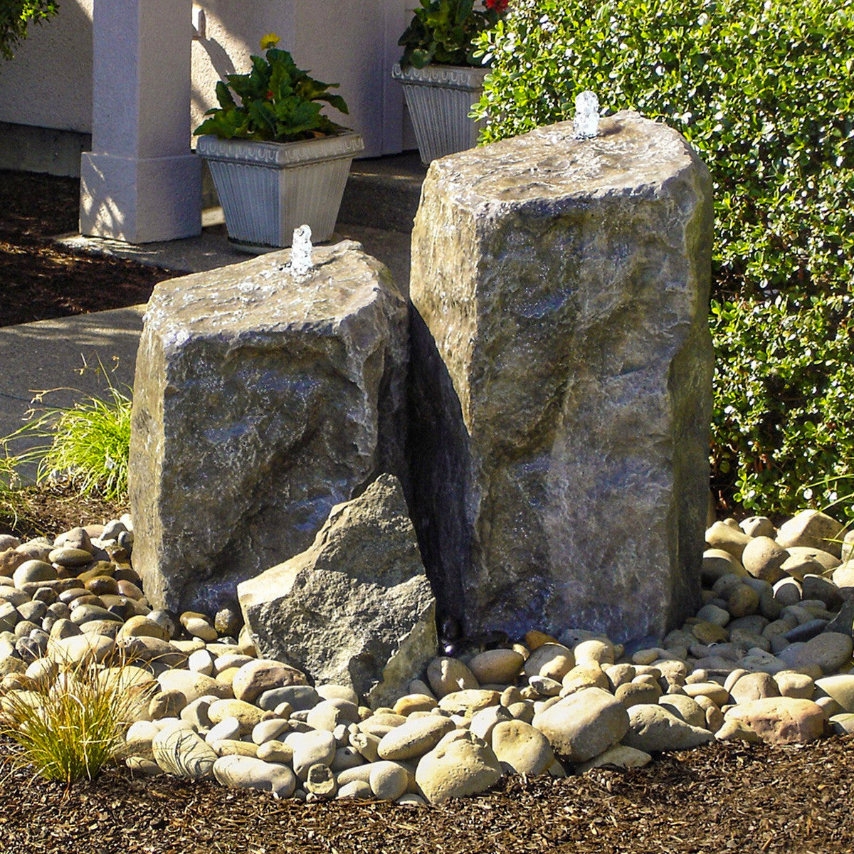 Watershed Tall Double fountain boulders with accent rock