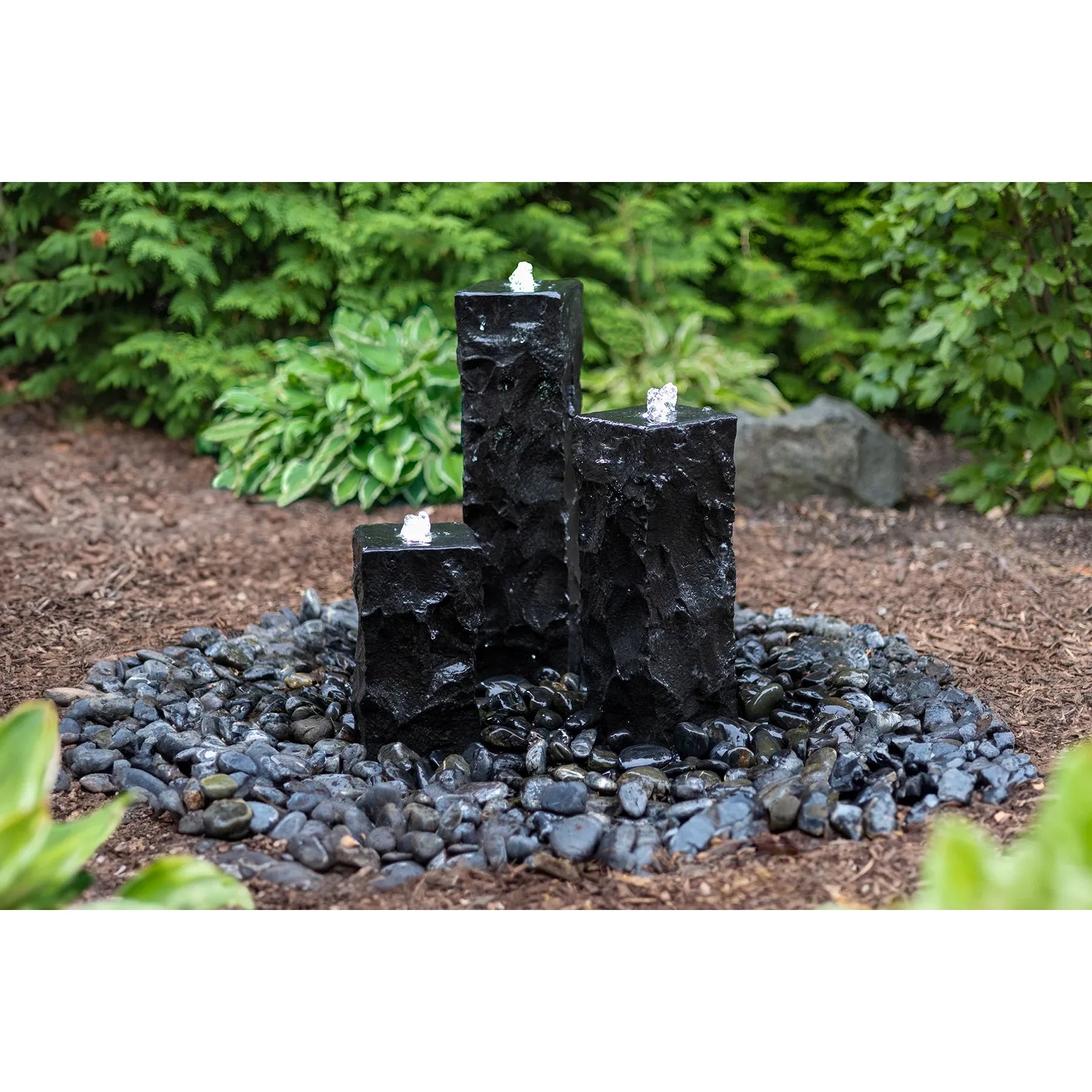 Ebony Basalt Column Fountain – 3-Piece 12", 18" & 24" (Stones Only)