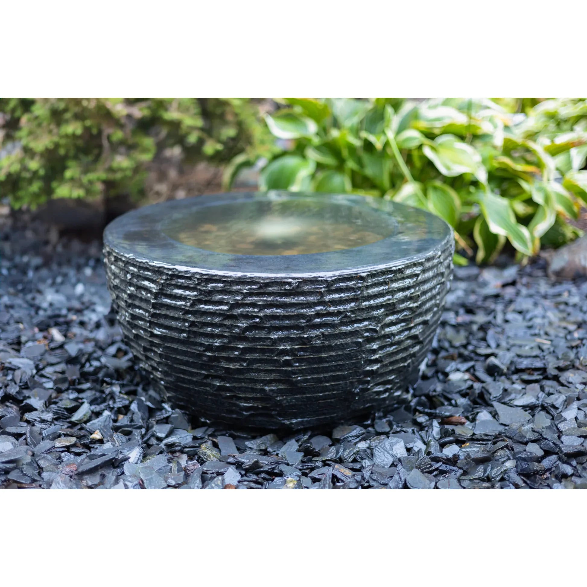 Infinity Bowl Basalt Fountain Complete Kit – 24" All-Edge Overflow