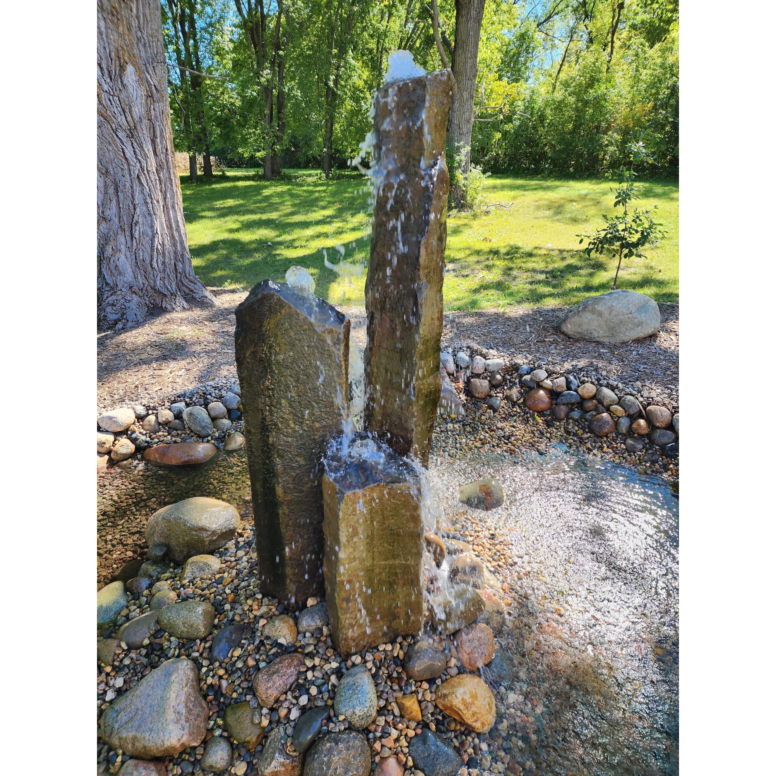 Large Natural Top Basalt Column Fountain Set – 3', 5' & 7' (Stones Only)