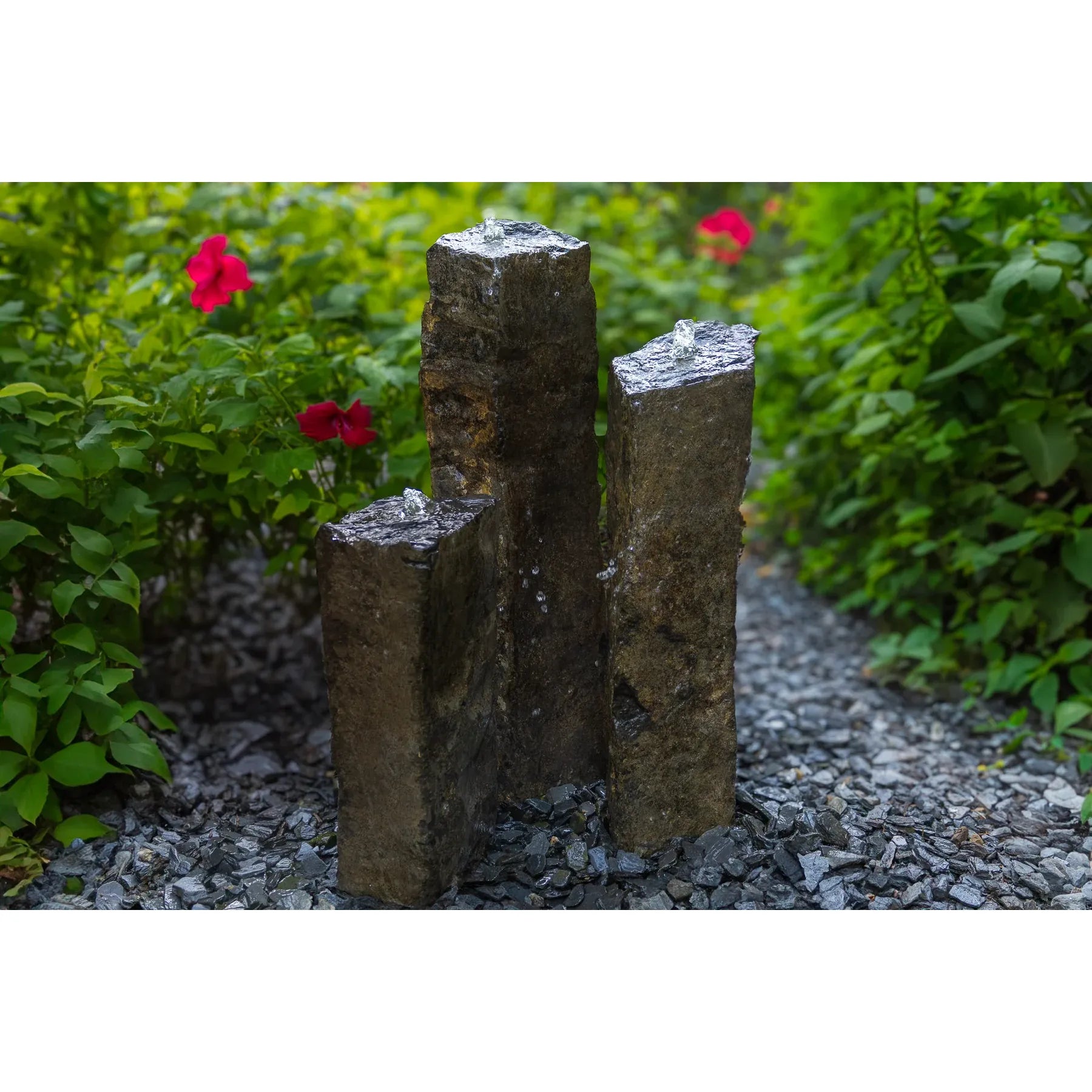 Medium Natural Top Basalt Column Fountain Complete Kit – 3-Pack 14", 20" & 27"