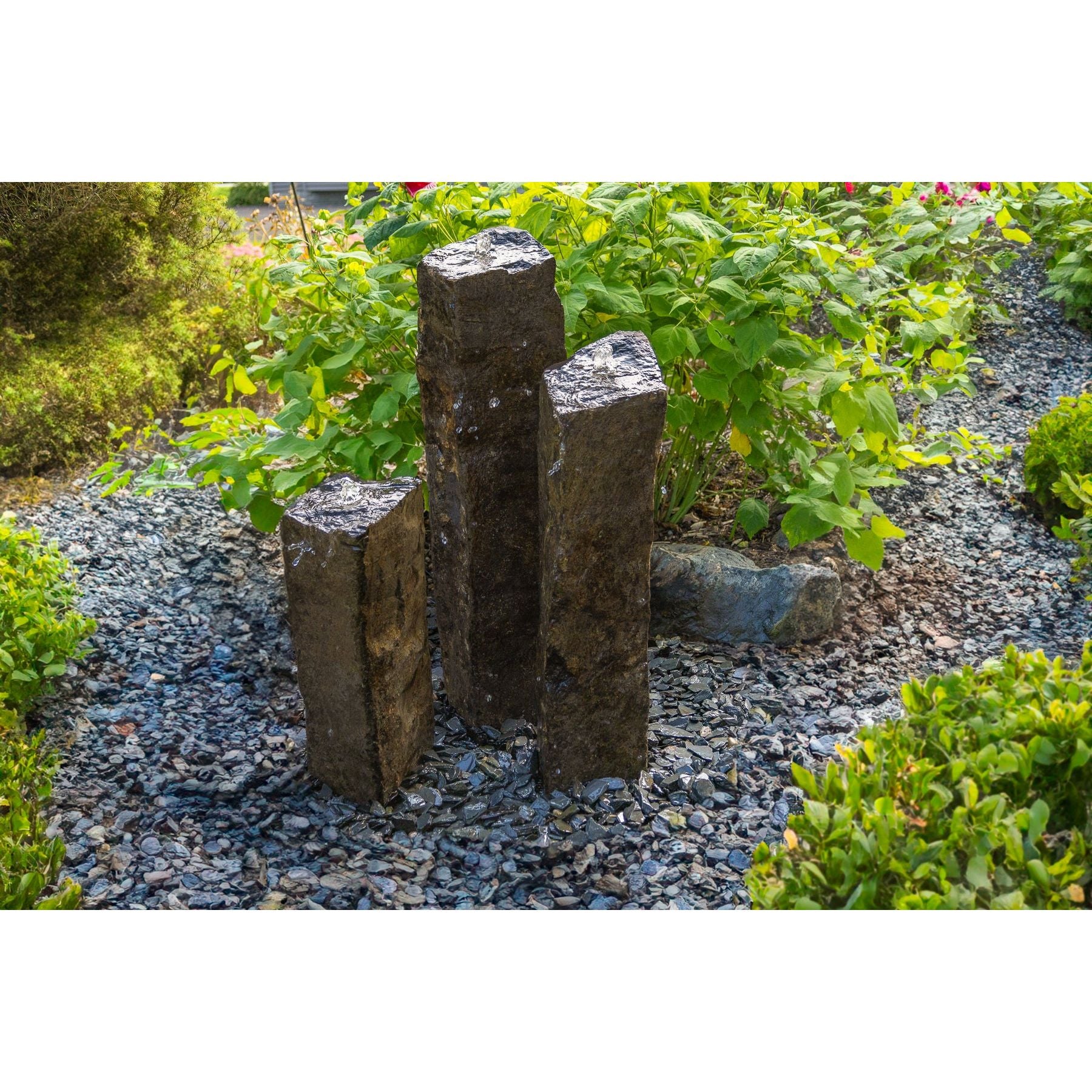 Natural Top Basalt Column Fountain Complete Kit – 3-Pack 20", 27" & 35"