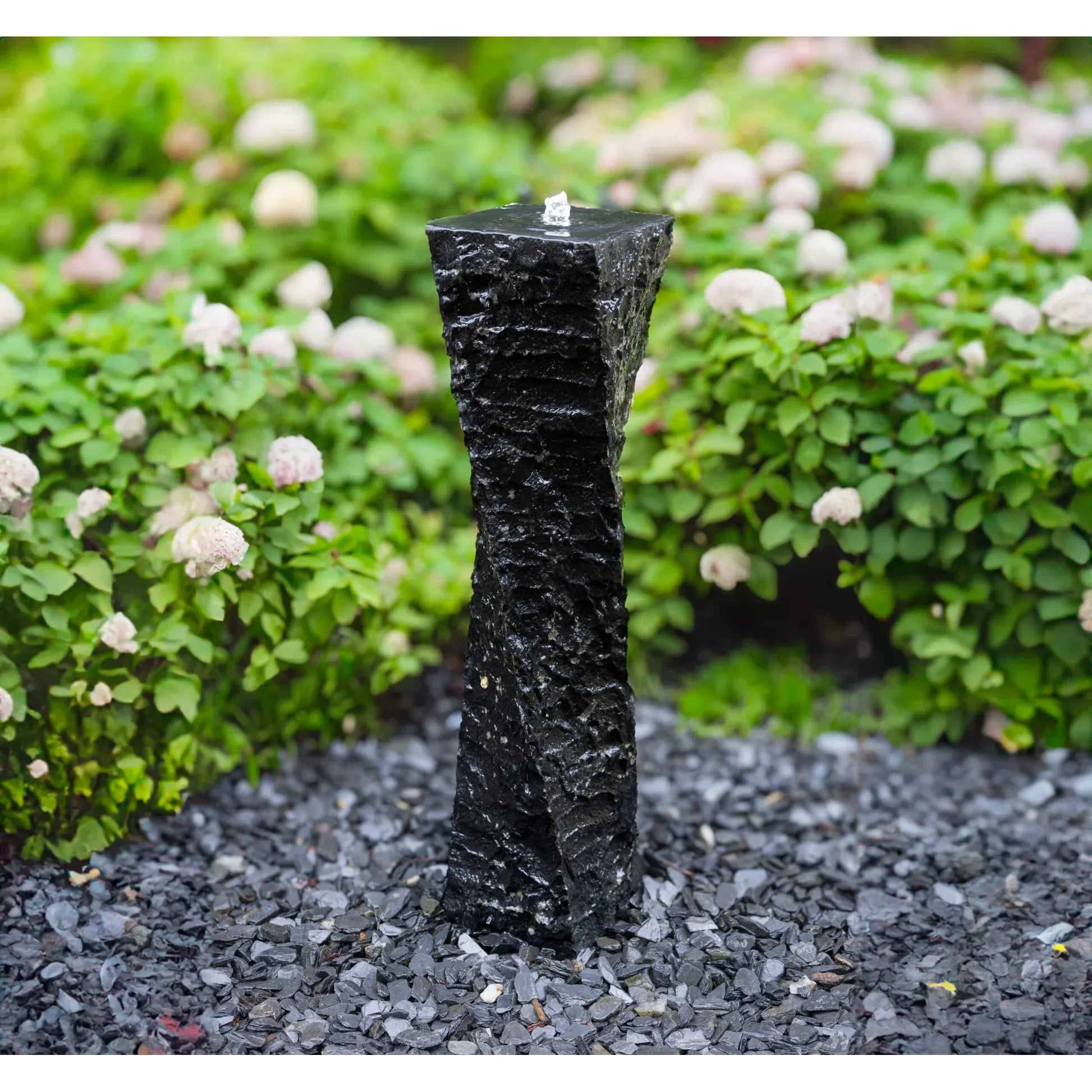Twisted Basalt Column Fountain – 39" Sculptural Natural Stone (Stone Only)