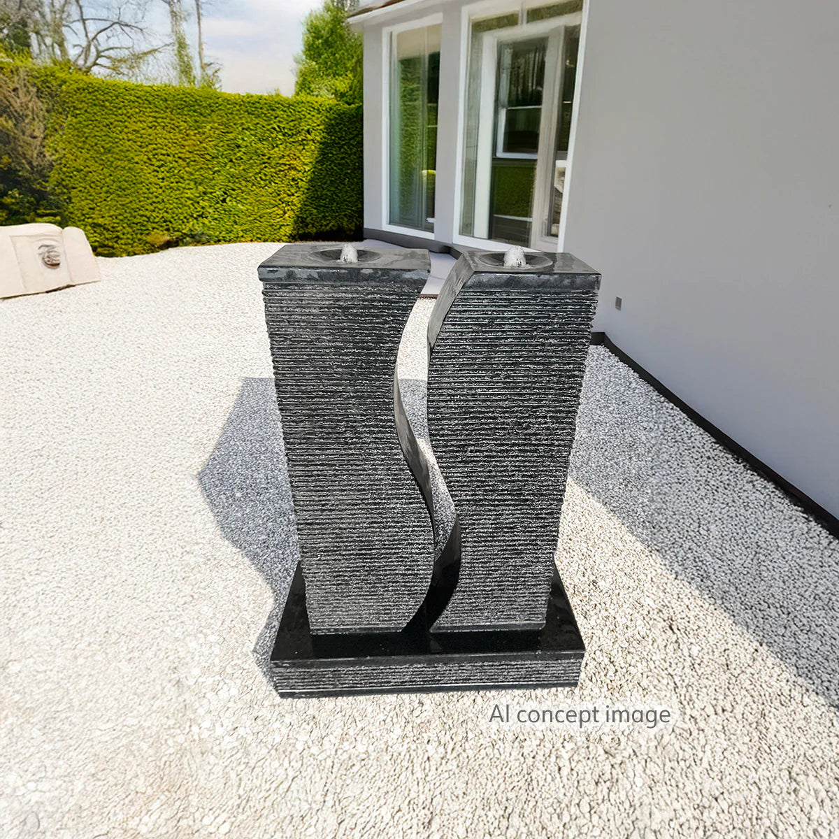Riverbend Granite Column Fountain Complete Kit – 3-Piece Natural Stone