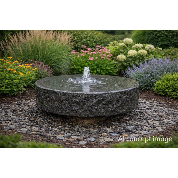 Granite Millstone Pedestal Fountain Complete Kit – 36" Natural Stone