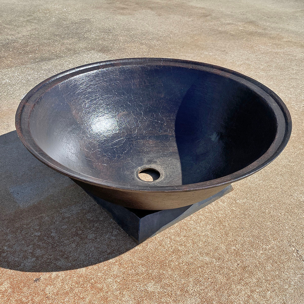 Sugar kettle bowl drilled hole view