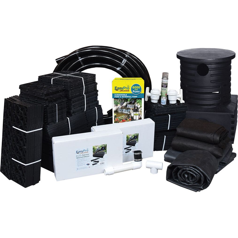 Pro-Series™ Just-A-Falls™ Kit – 46″ Spillway (28′ Stream) With High Strength Res-Cubes & Waterfall Diffuser Waterfall Kit EasyPro