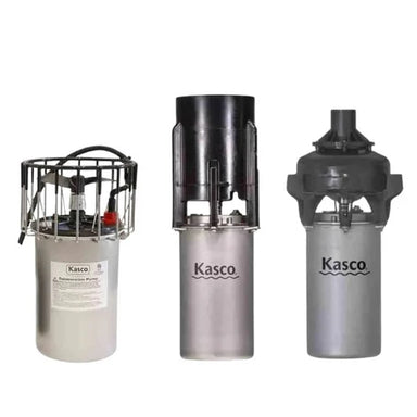 Three 5.1 Kasco pumps of different designs on a white background