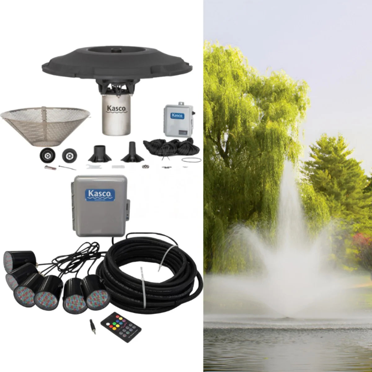 Kasco J Series Fountain With Lights Bundle
