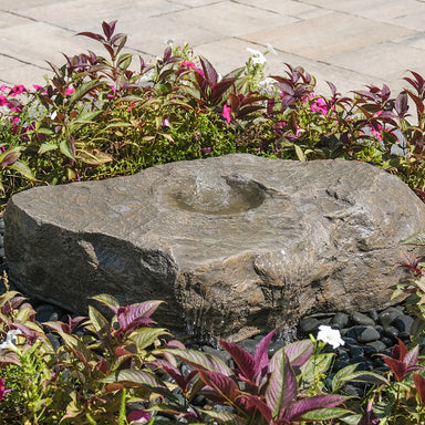 Large low-profile boulder bird bath fountain kit