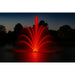 Outdoor Water Solutions Classic Fountain with red LED Lights on a dark lake with trees in the background