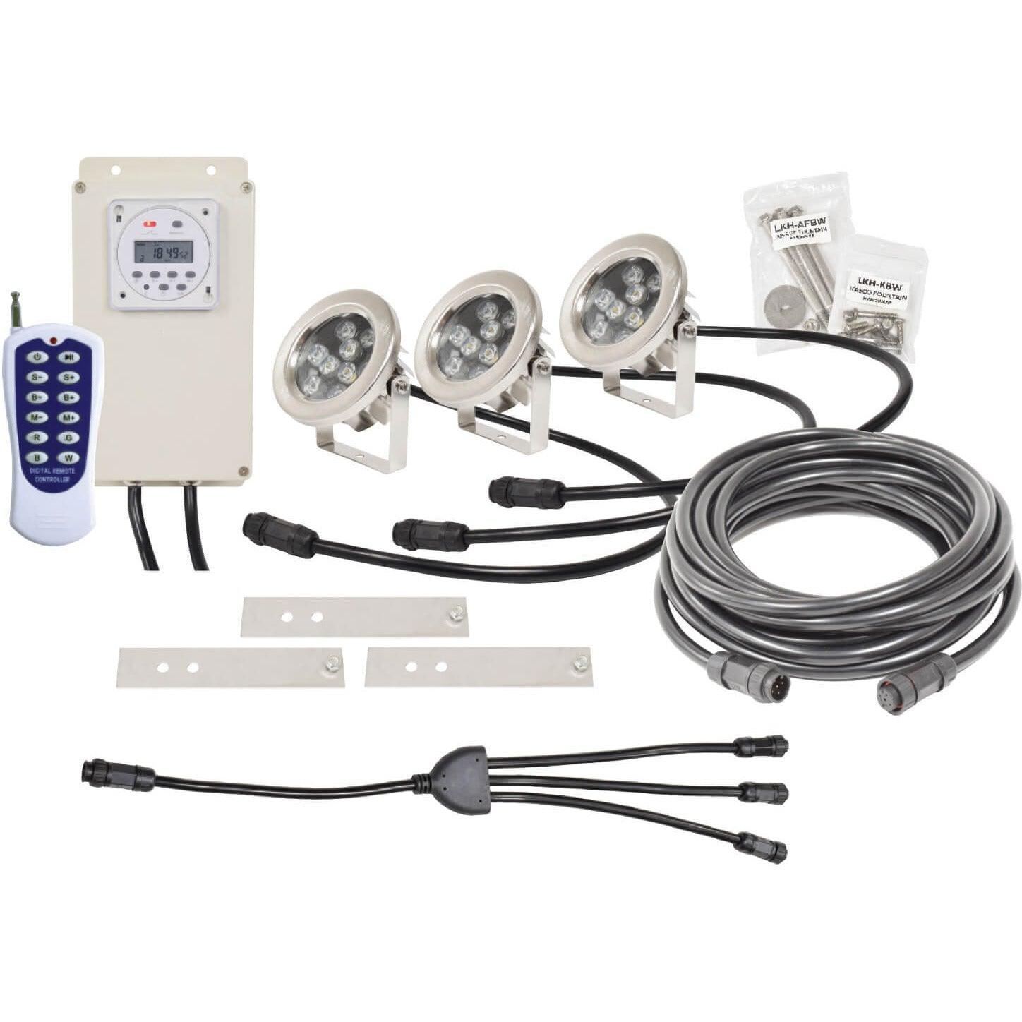 AquaShine Three Light Color Changing LED Fountain Light Kits Fountain Lights EasyPro   