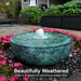 Brass reflection bowl fountain with aqua patina weathered after 6-8 weeks of use