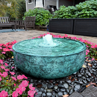 Blue Thumb brass patina reflection bowl fountain kit with bubbling center plume