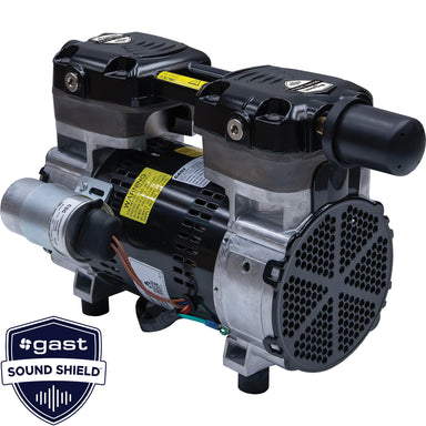 Stratus™ SRC 3/4hp Compressor with Sound Shield with 'Sound Shield' logo on a white background