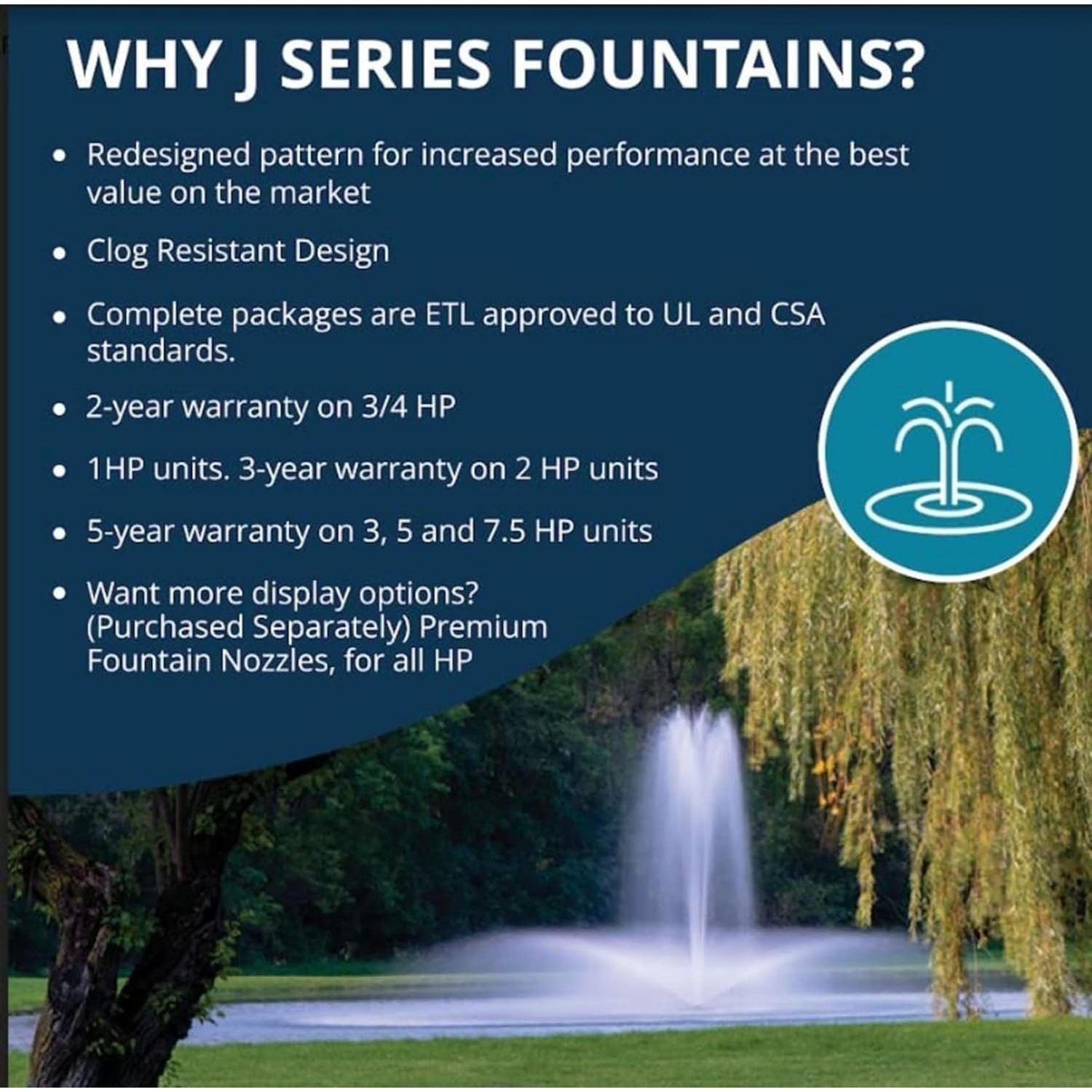 Kasco J Series Pond Fountain 1 HP Fountain Kasco Marine