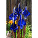 Blue glass iris copper flower fountain detail