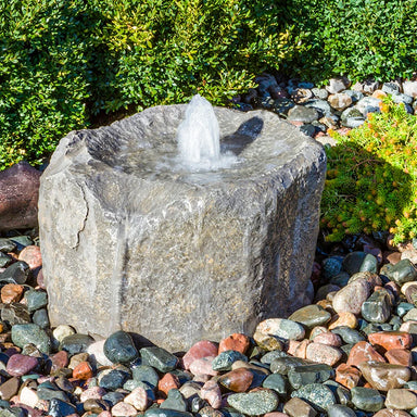Blue Thumb Alder Falls GFRC boulder fountain in Dapple Gray