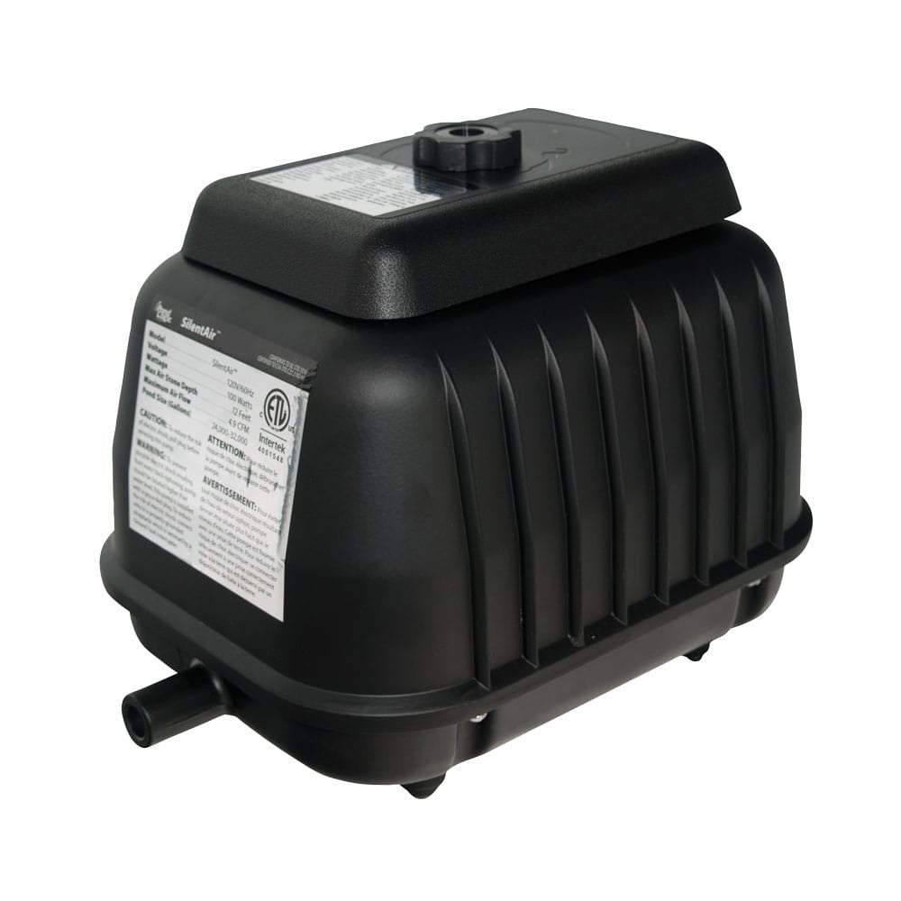 Airmax SilentAir LR50 diaphragm compressor for SW40 aeration system on white background