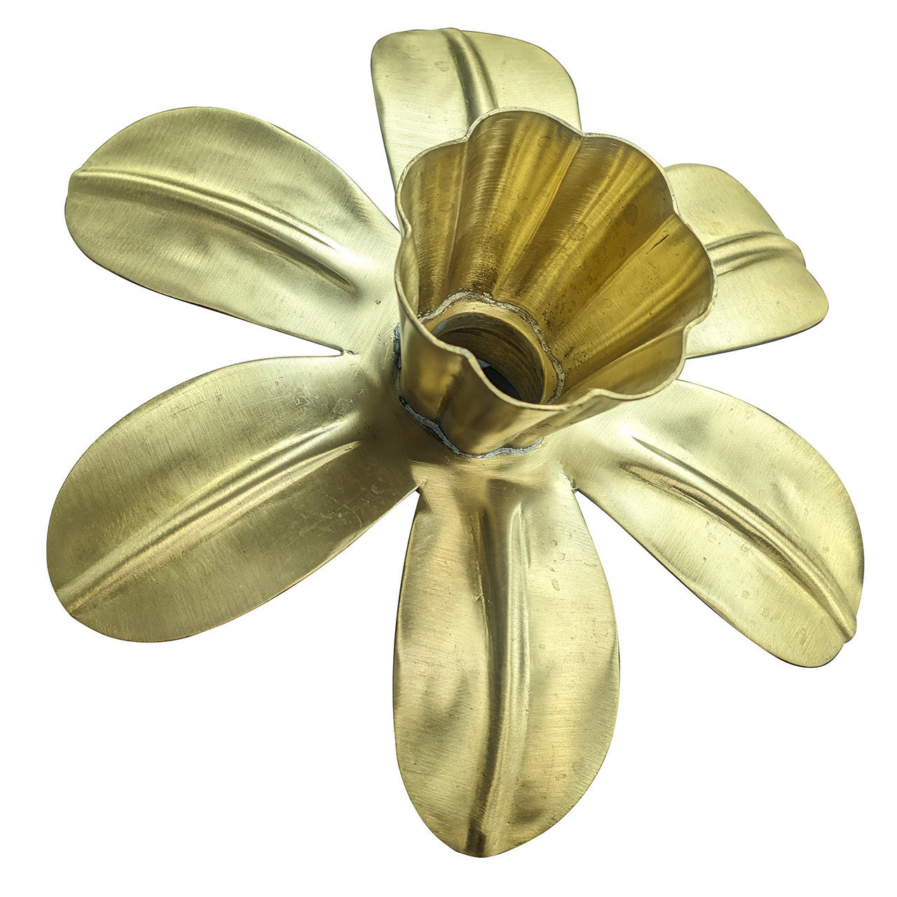 Brass 6-petal flower spout front view