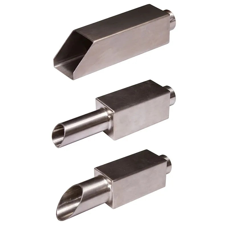 Blue Thumb stainless steel wall spouts in three shapes