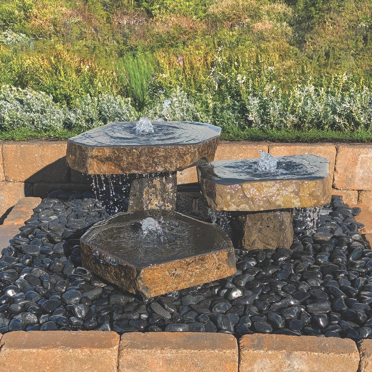 Blue Thumb triple basalt bird bath fountain kit