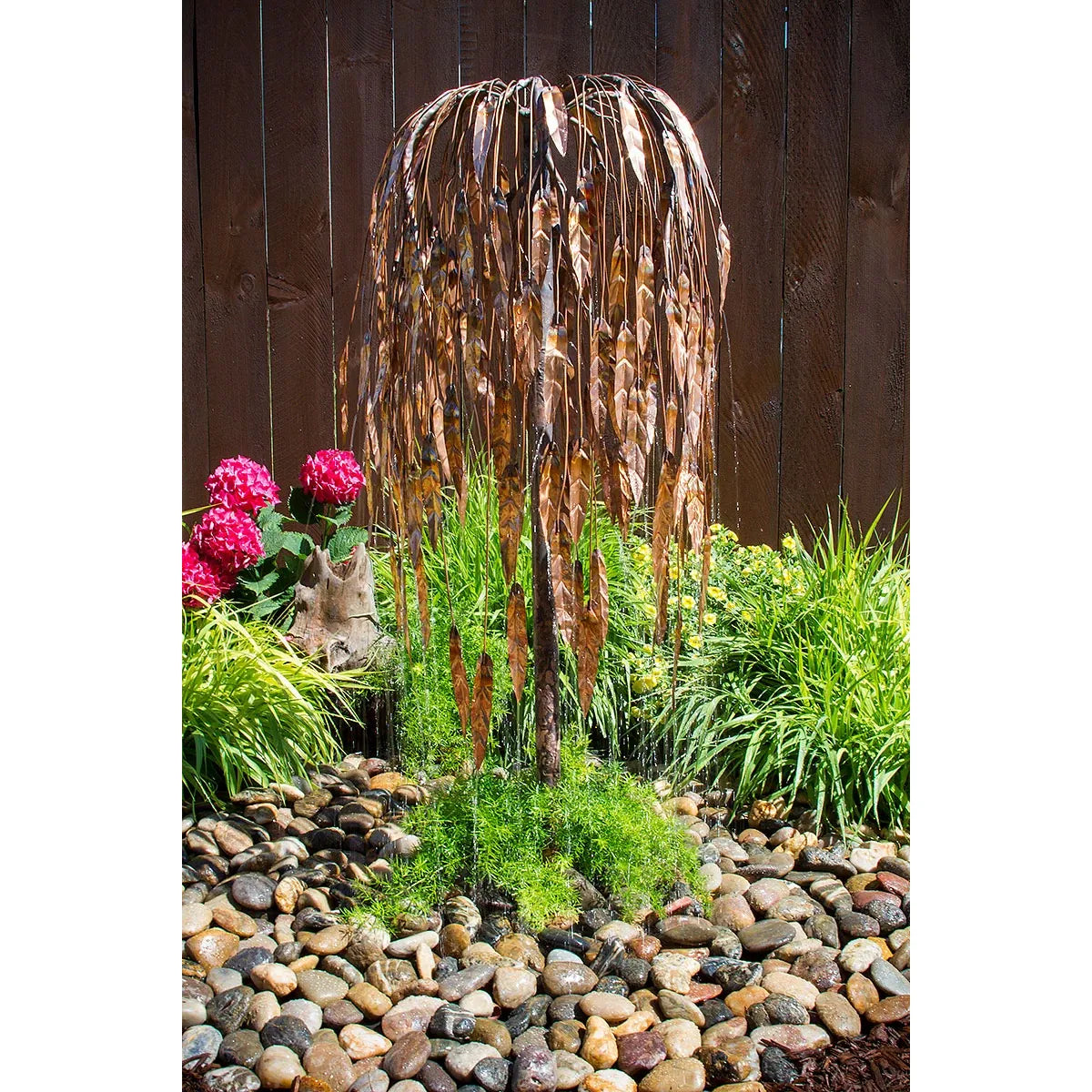 Blue Thumb tall copper weeping willow tree fountain