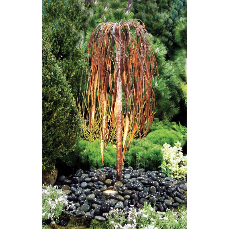 Copper weeping willow tree fountains short and tall