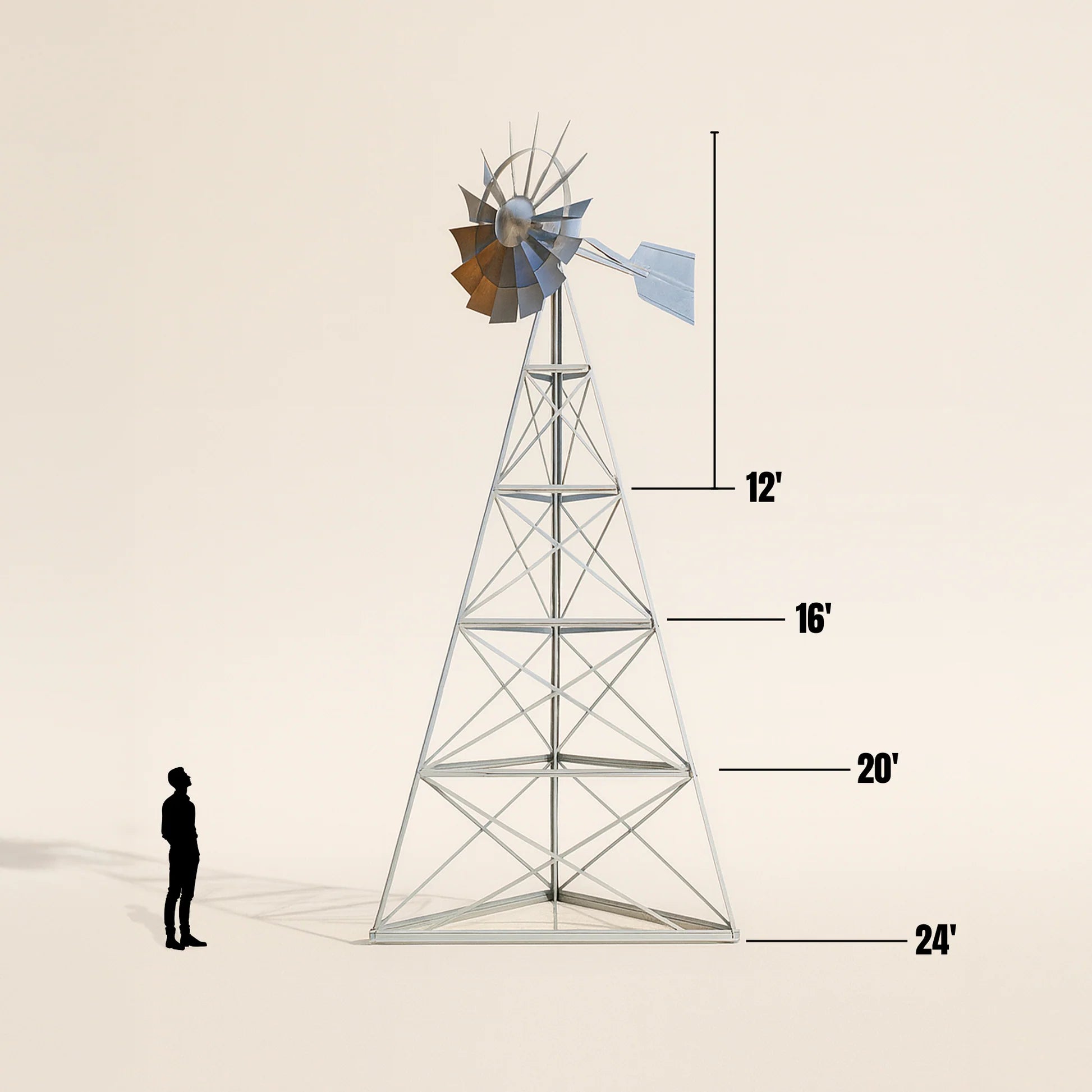 Steel Tower Large Windmill for Yard | 4-Leg
